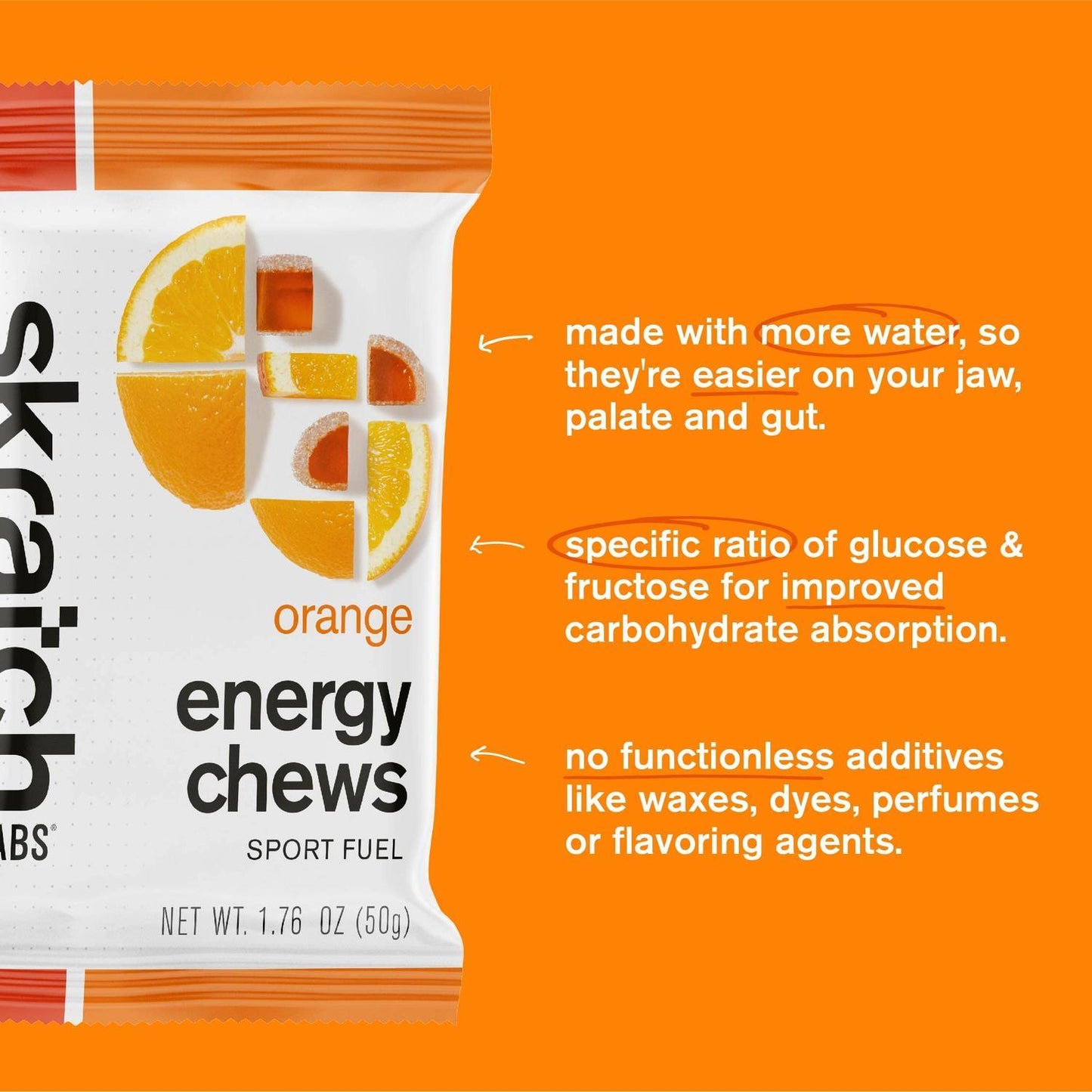 Skratch Labs Energy Chews Orange 50gr c/10 pz-Wellu