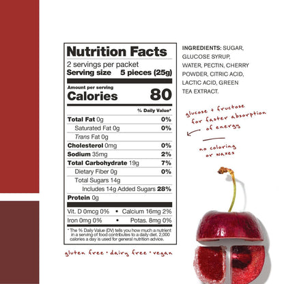 Skratch Labs Energy Chews Sour Cherry with Caffeine 50gr-Wellu