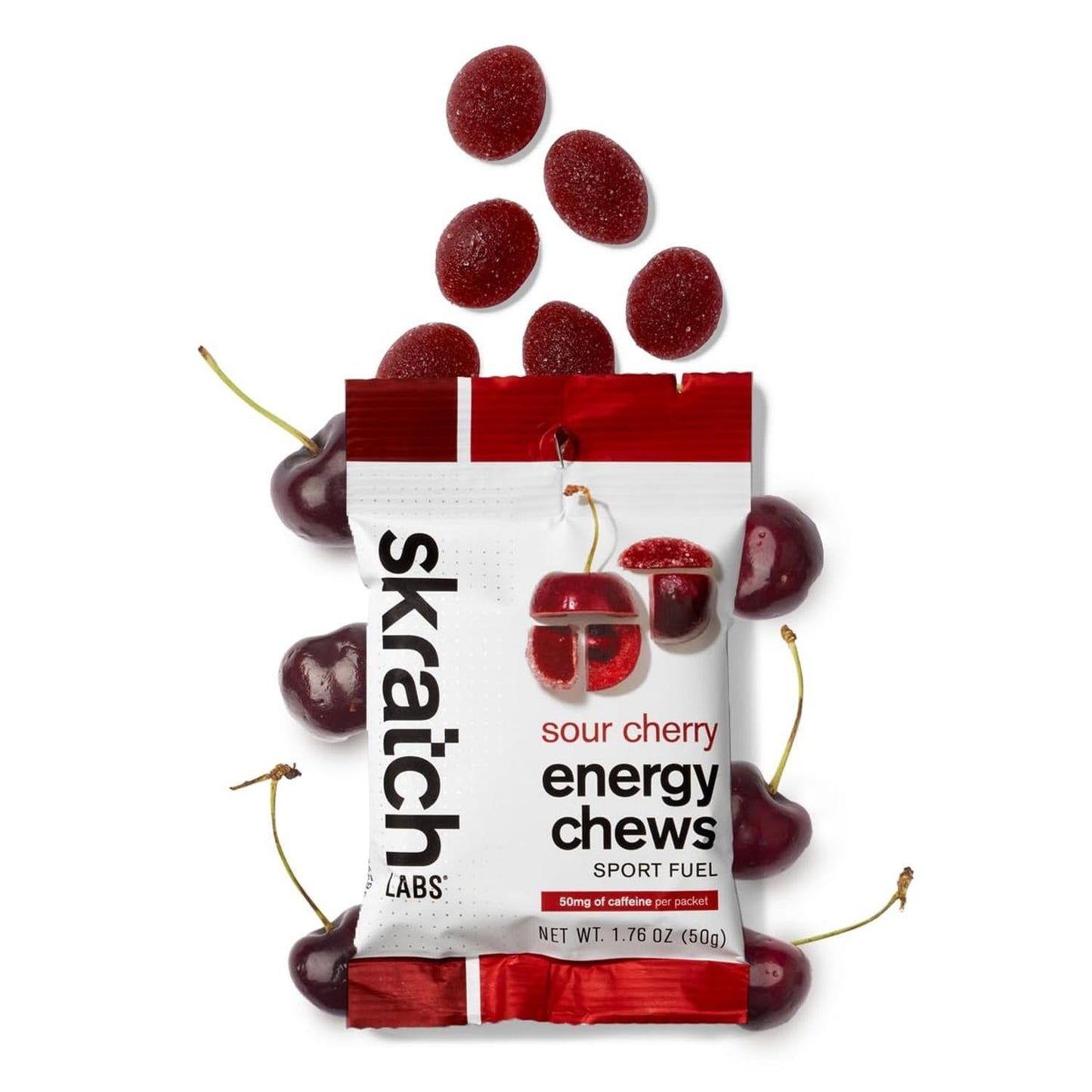 Skratch Labs Energy Chews Sour Cherry with Caffeine 50gr c/10 pz-Wellu