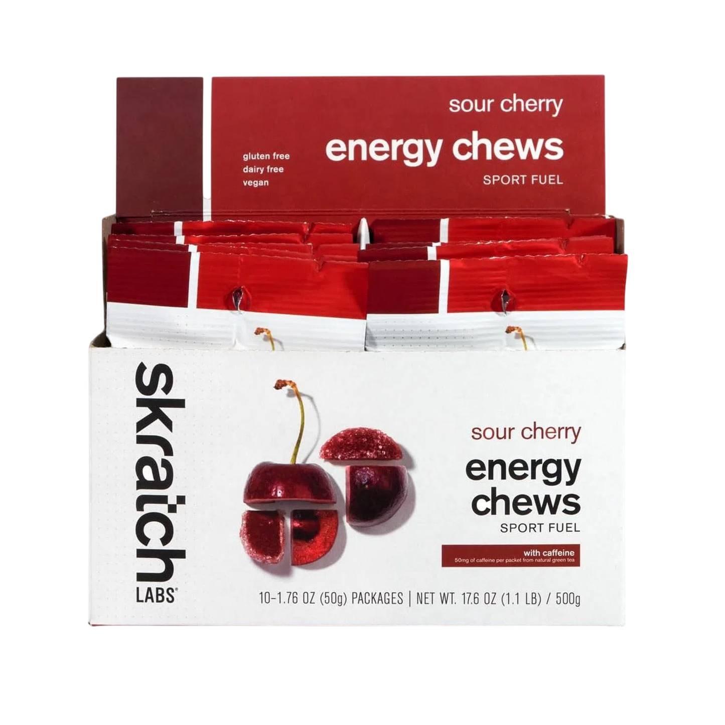 Skratch Labs Energy Chews Sour Cherry with Caffeine 50gr c/10 pz-Wellu