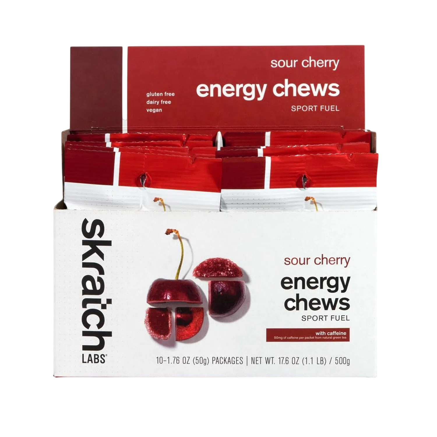 Skratch Labs Energy Chews Sour Cherry with Caffeine 50gr c/10 pz-Wellu