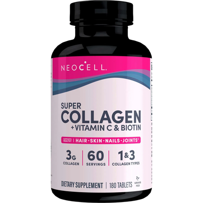 Super Collagen + Vitamin C & Biotin, 180 Tablets – NeoCell-Wellu