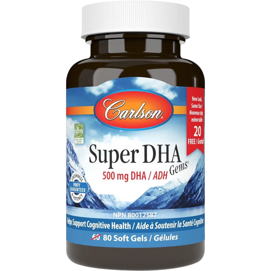 Super DHA Gems 500mg, 60+20 Sofgels – Carlson Labs-Wellu