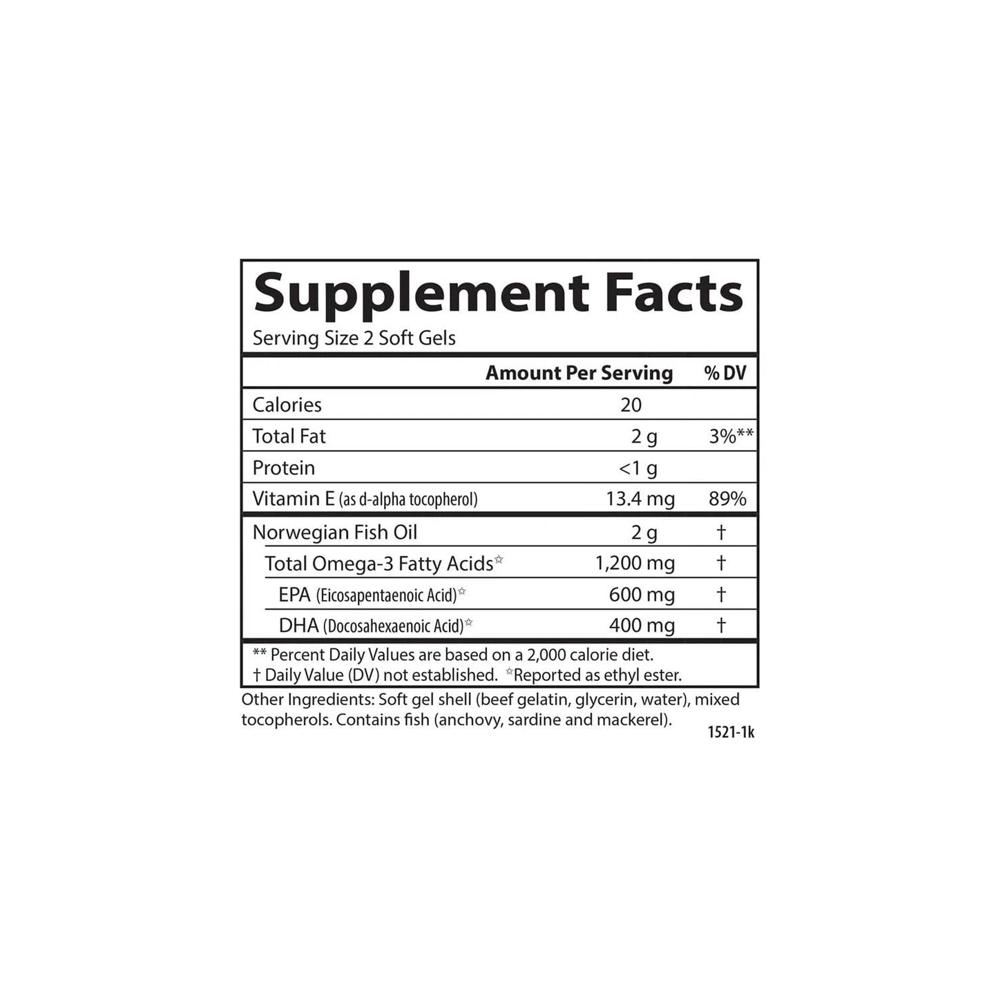 Super Omega 3 1200mg, 100 Softgels – Carlson Labs-Wellu