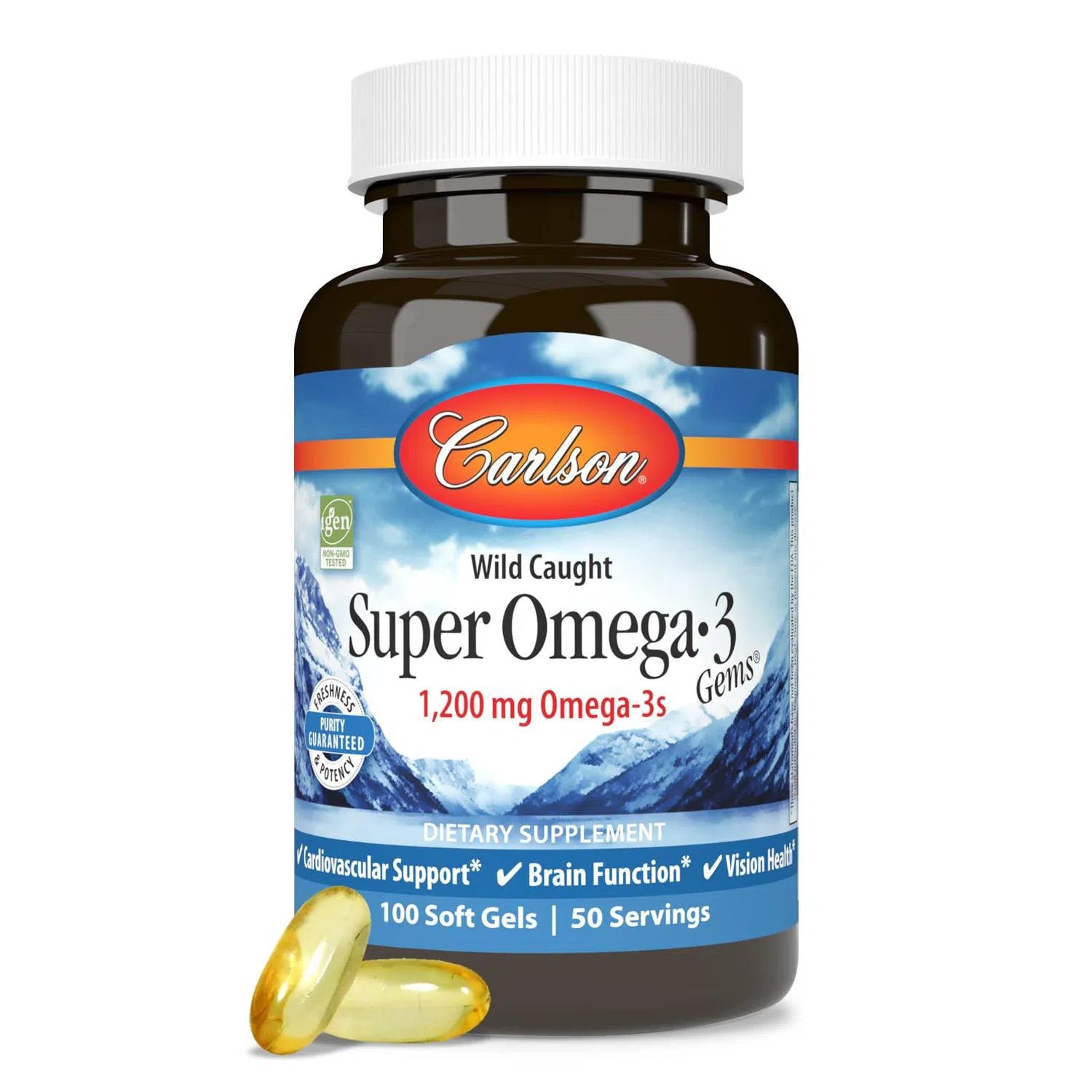 Super Omega 3 1200mg, 100 Softgels – Carlson Labs-Wellu