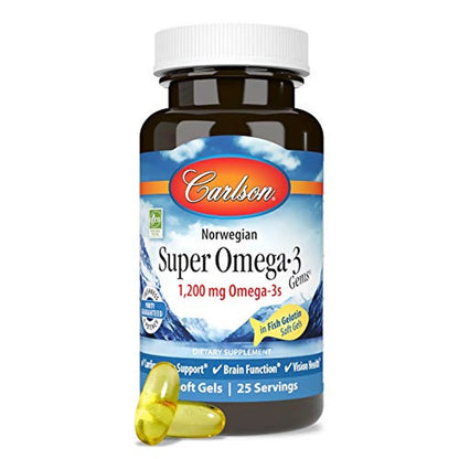 Super Omega-3 1200mg, 180 Softcaps – Carlson Labs-Wellu