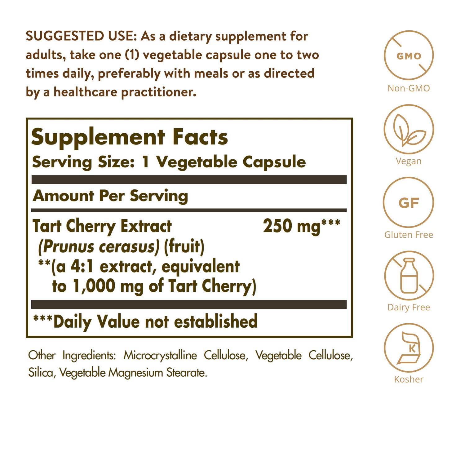 Tart Cherry 1000mg, 90 Capsulas – Solgar-Wellu