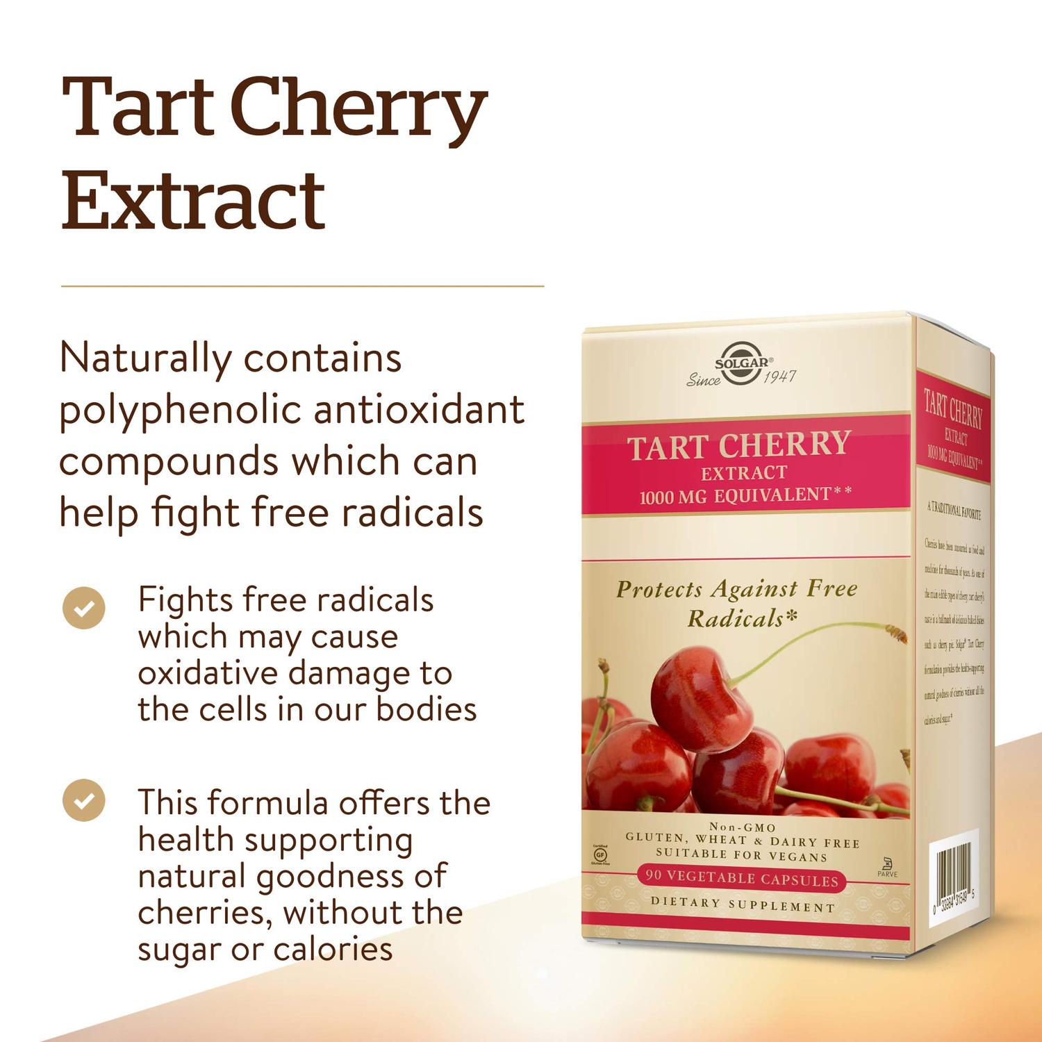 Tart Cherry 1000mg, 90 Capsulas – Solgar-Wellu