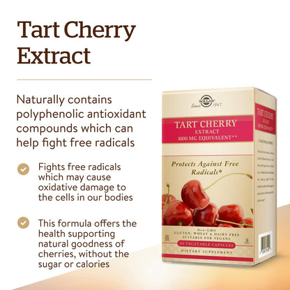 Tart Cherry 1000mg, 90 Capsulas – Solgar-Wellu