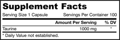 Taurina 1000mg, 100 Cápsulas – Jarrow Formulas-Wellu