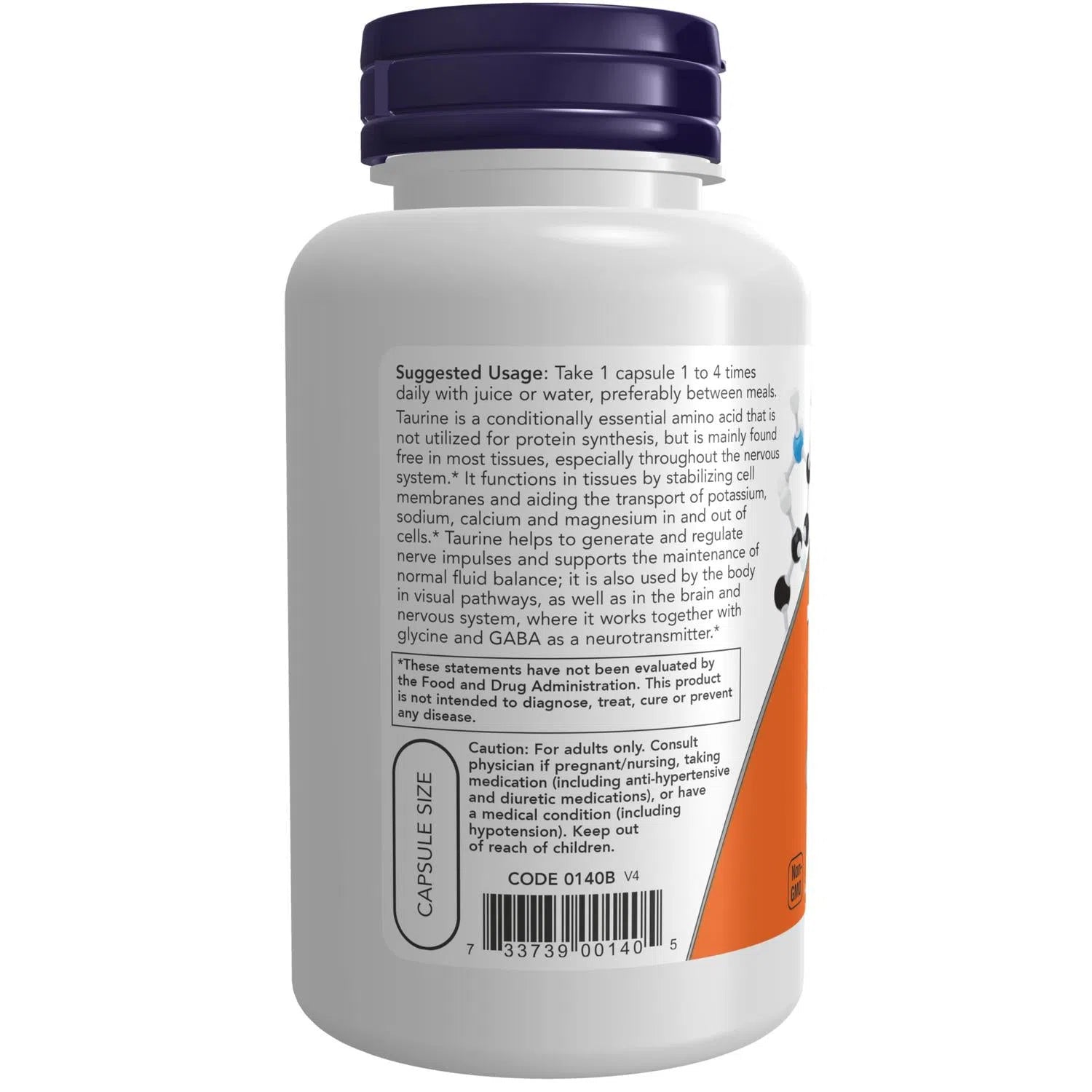 Taurina de 500 mg, 100 Cápsulas Veg – NOW Foods-Wellu