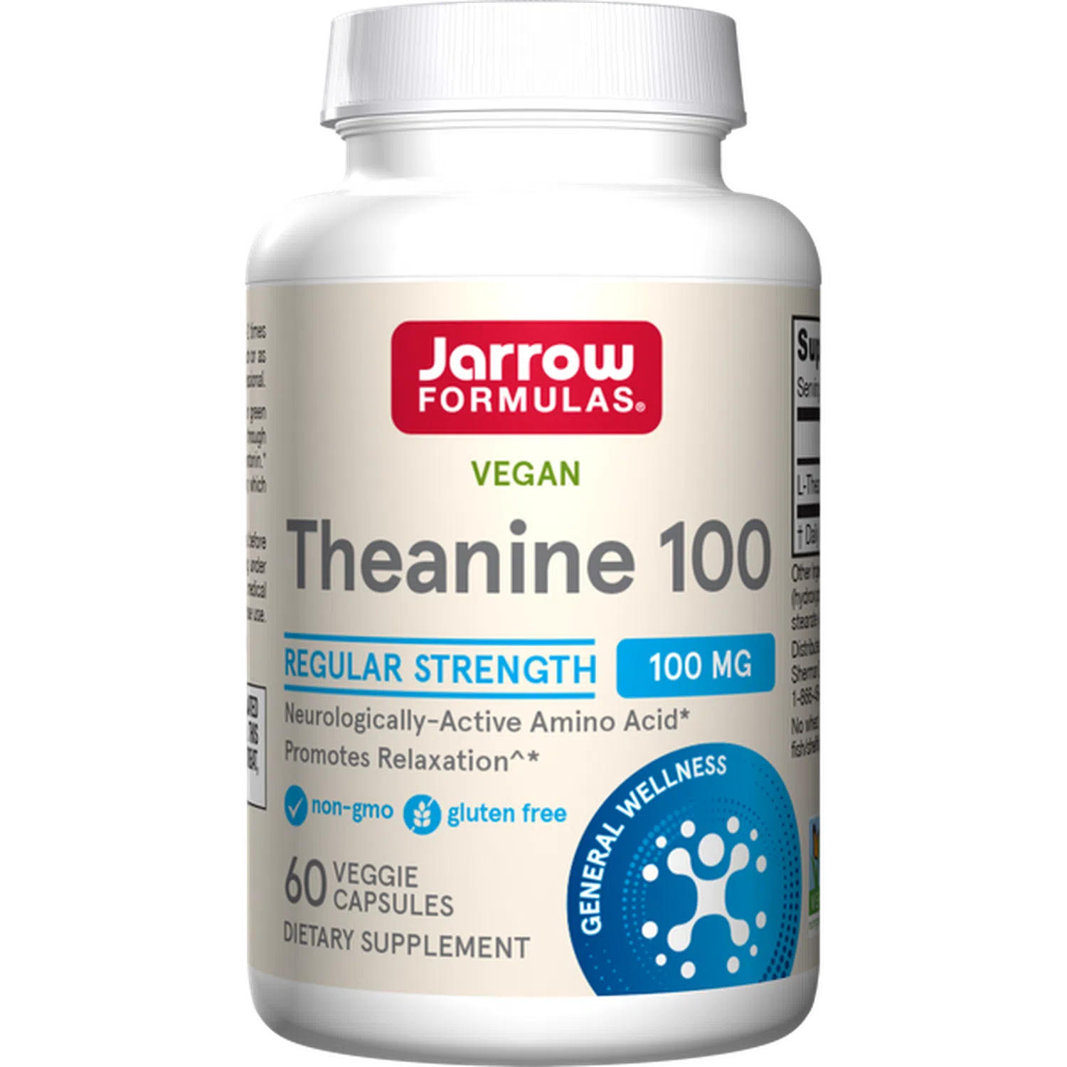 Teanina 100mg, 60 Cápsulas Vegetales – Jarrow Formulas-Wellu