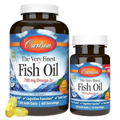 The Very Finest Fish Oil (1,000 mg), 120 + 30 Softgels – Carlson Labs-Wellu