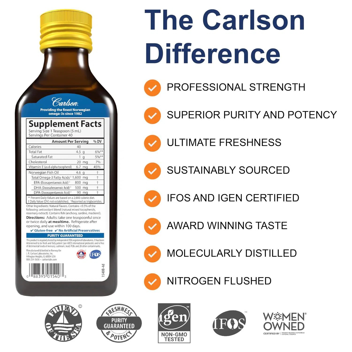 The Very Finest Fish Oil, 6.7 fl oz (200 ml) – Carlson Labs-Wellu