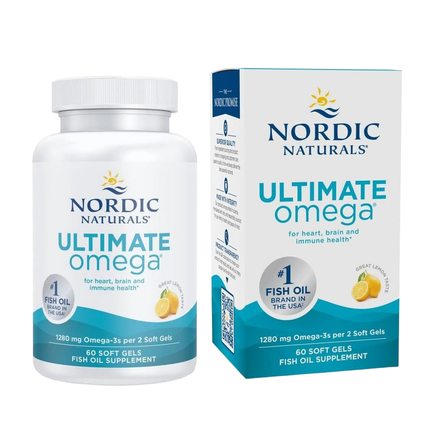 Ultimate Omega 1,280mg (Omega 3), 60 Softgels – Nordic Naturals-Wellu