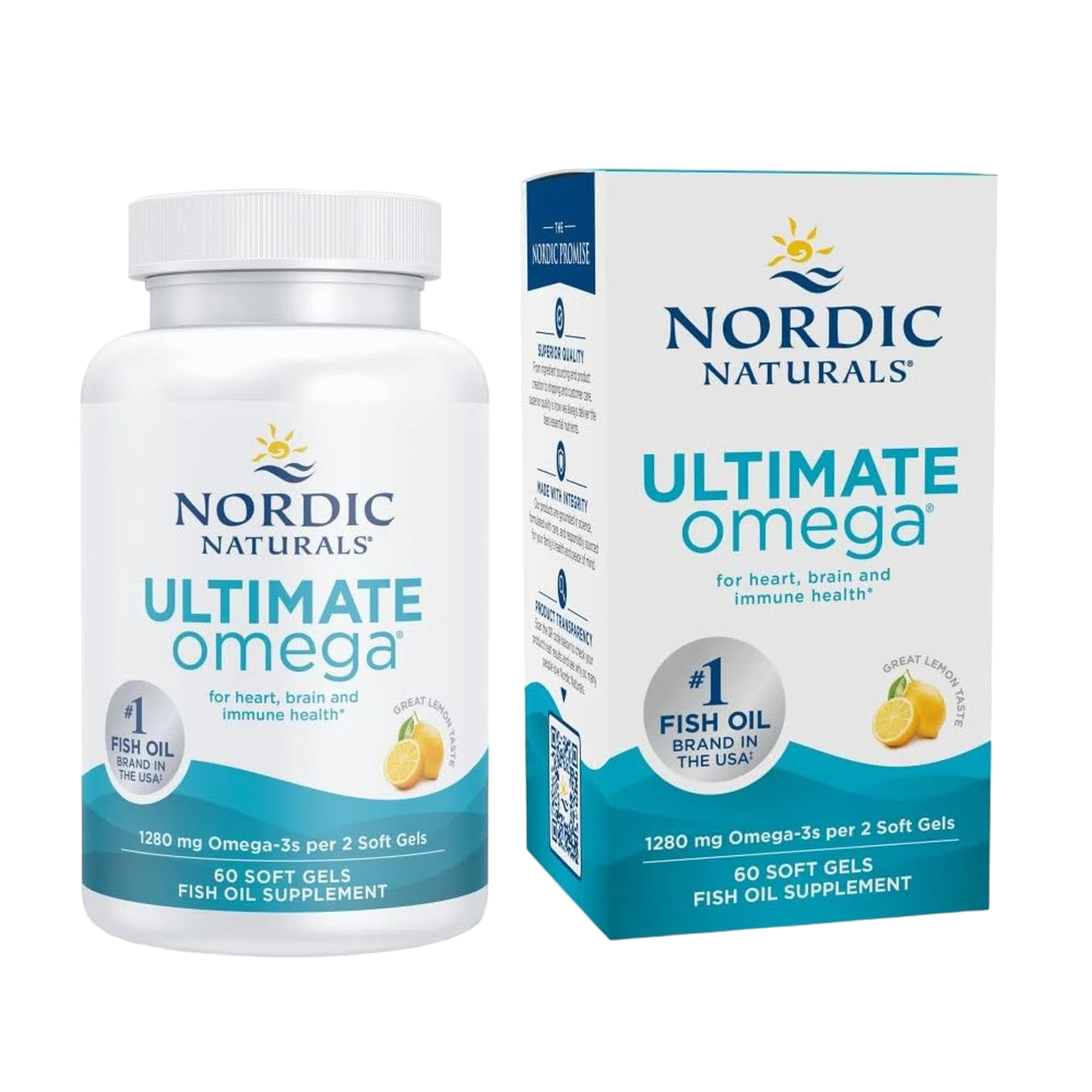 Ultimate Omega 1,280mg (Omega 3), 60 Softgels – Nordic Naturals-Wellu