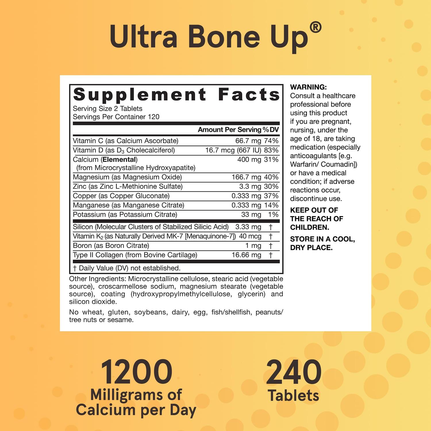 Ultra Boneup 1200mg, 240 Comprimidos – Jarrow Formulas-Wellu