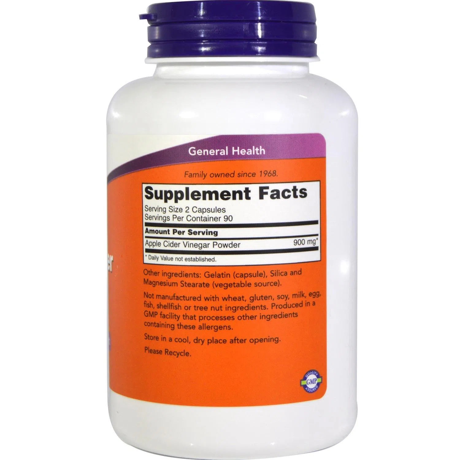 Vinagre de sidra de manzana de 450 mg, 180 Cápsulas Veg – NOW Foods-Wellu