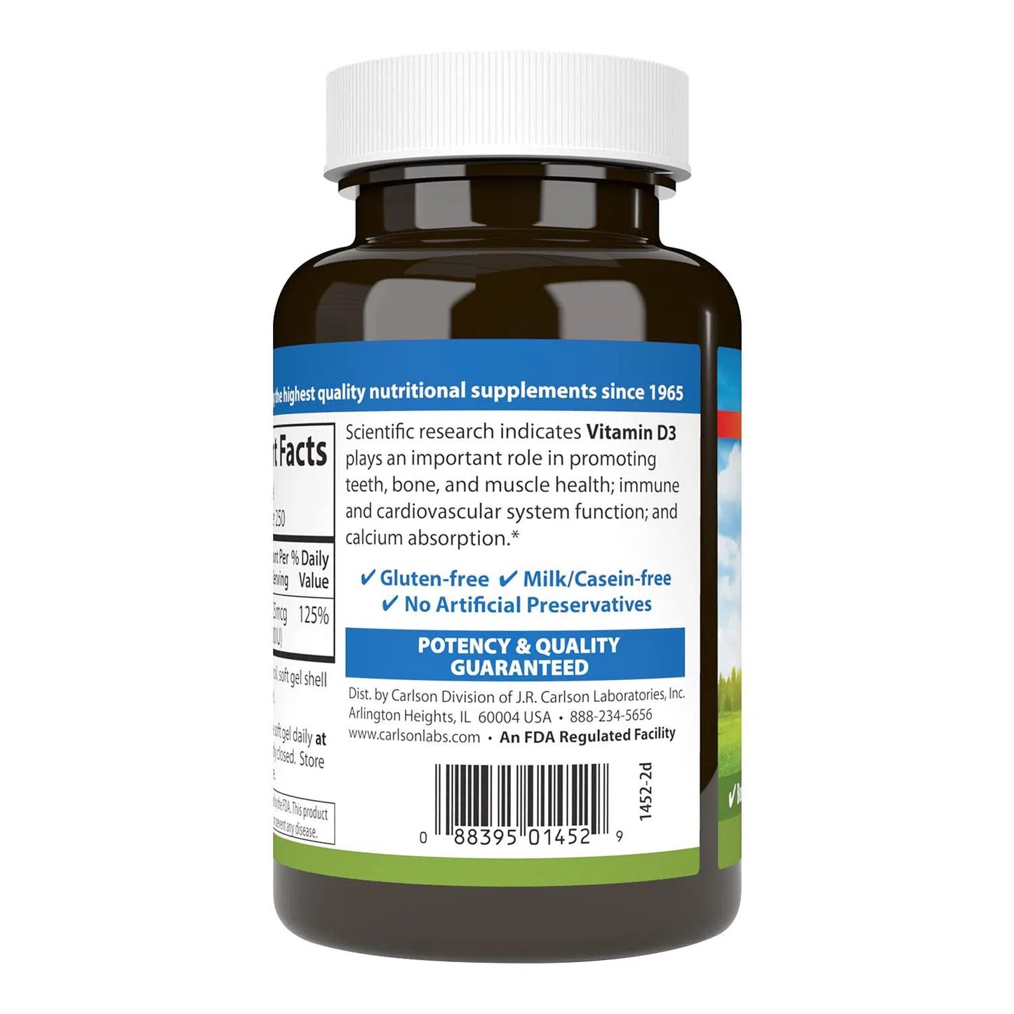 Vitamin D3 1000 IU, 250 Softgels – Carlson Labs-Wellu