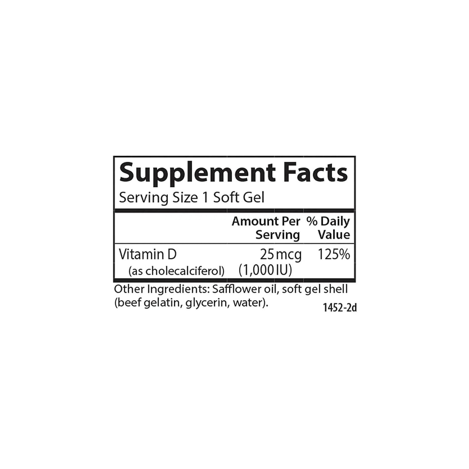 Vitamin D3 1000 IU, 250 Softgels – Carlson Labs-Wellu