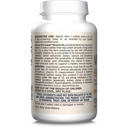 Vitamin D3 125 mcg, 100 cápsulas – Jarrow Formulas-Wellu