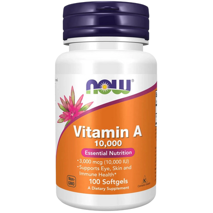 Vitamina A 10.000 blandas, 100 Softgels – NOW Foods-Wellu