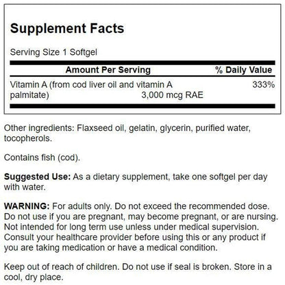 Vitamina A, 250 Softgels – Swanson-Wellu