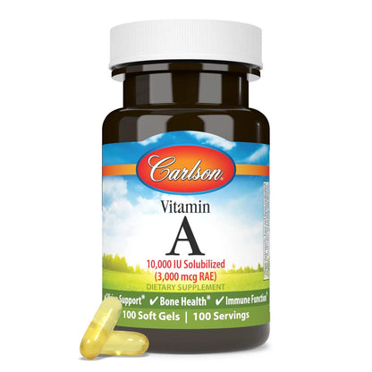 Vitamina A Soluble 10,000 IU, 100 Softgels – Carlson Labs-Wellu