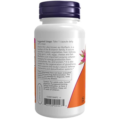 Vitamina B-2 de 100 mg, 100 Cápsulas Veg – NOW Foods-Wellu