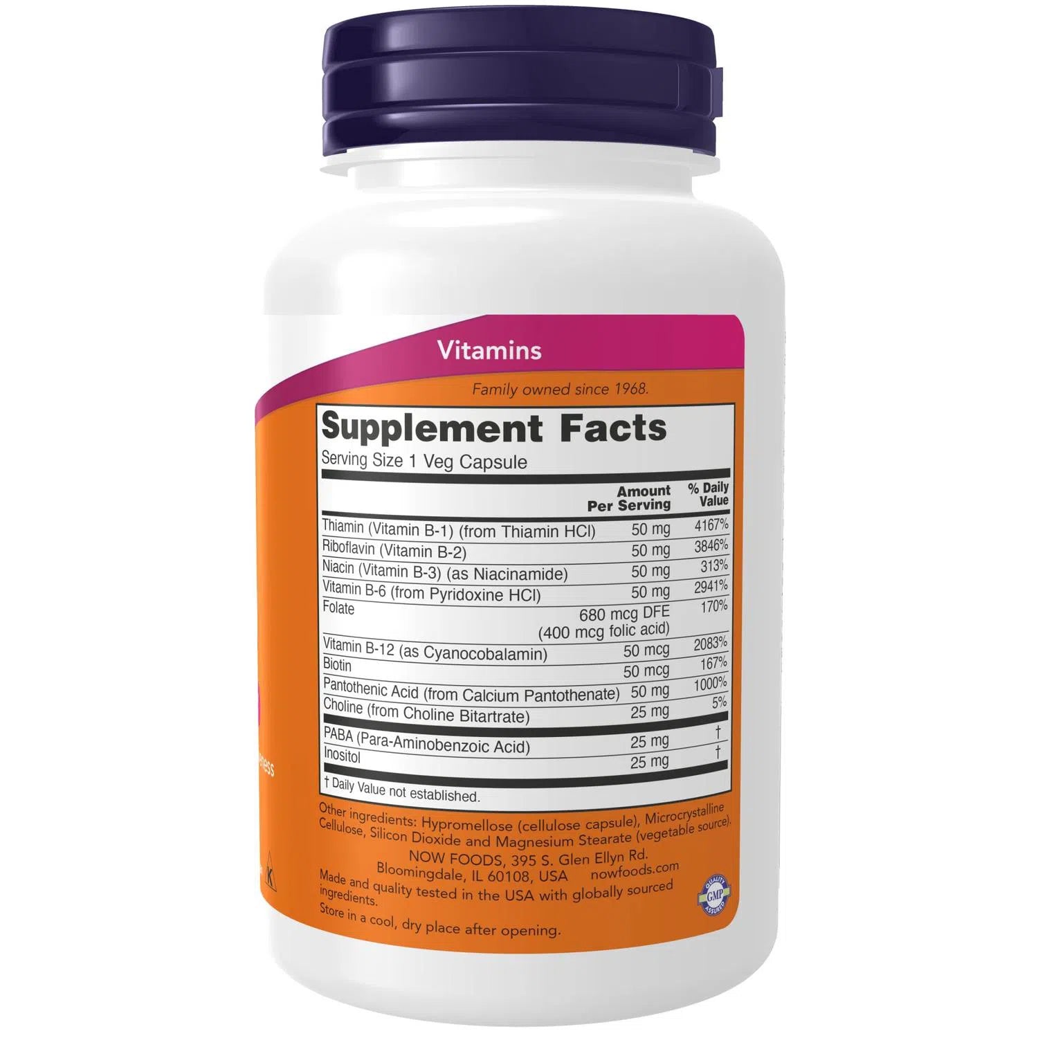 Vitamina B-50 mg, 100 Cápsulas Veg – NOW Foods-Wellu