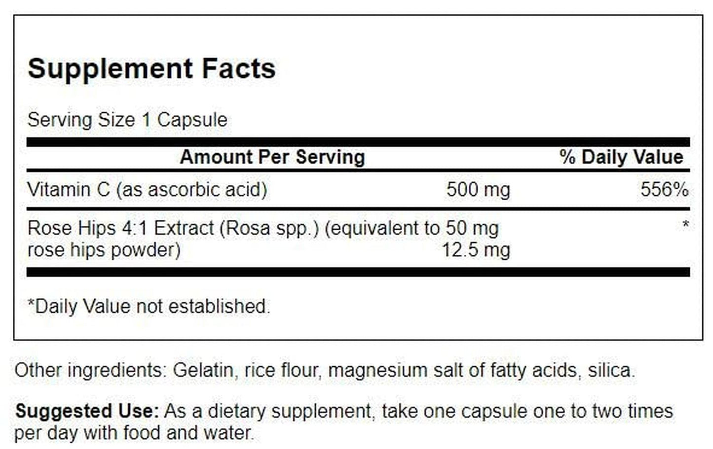 Vitamina C con Escaramujos 500mg, 100 Caps – Swanson-Wellu