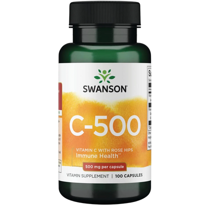 Vitamina C con Escaramujos 500mg, 100 Caps – Swanson-Wellu