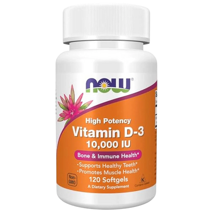 Vitamina D-3 10.000 UI blandas, 120 Softgels – NOW Foods-Wellu