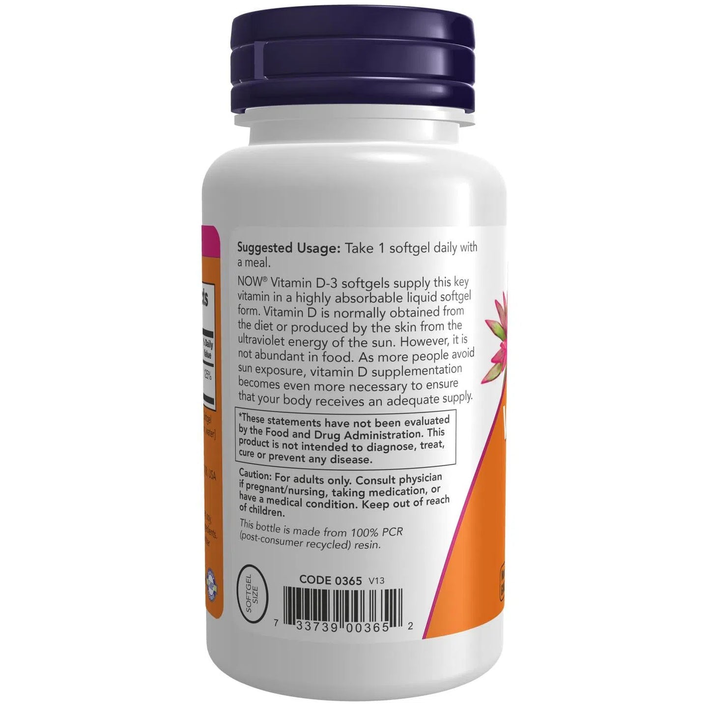 Vitamina D-3 de 1000 UI, 180 Softgels – NOW Foods-Wellu