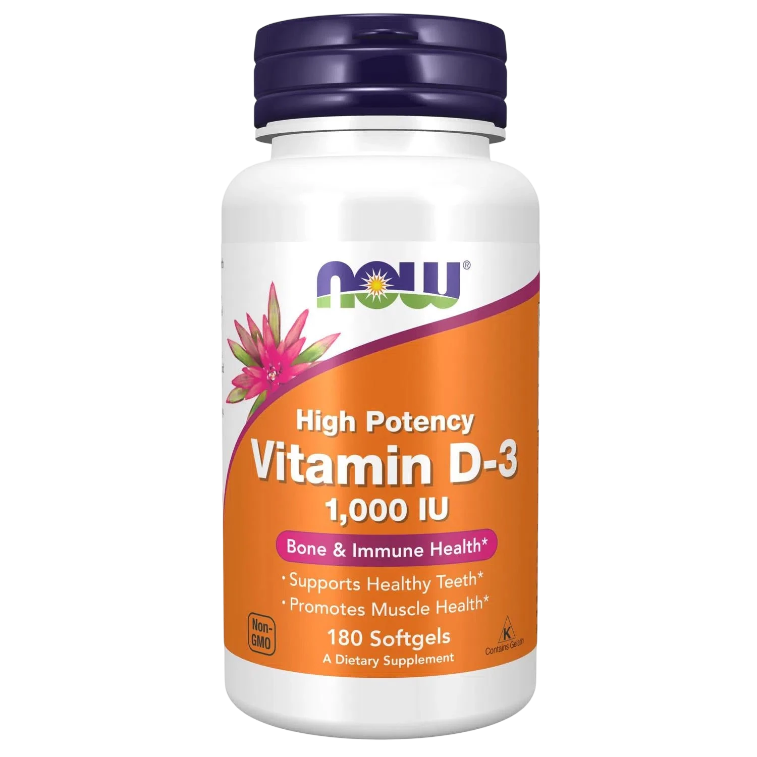 Vitamina D-3 de 1000 UI, 180 Softgels – NOW Foods-Wellu