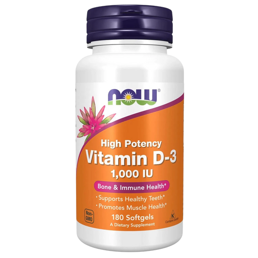 Vitamina D-3 de 1000 UI, 180 Softgels – NOW Foods-Wellu