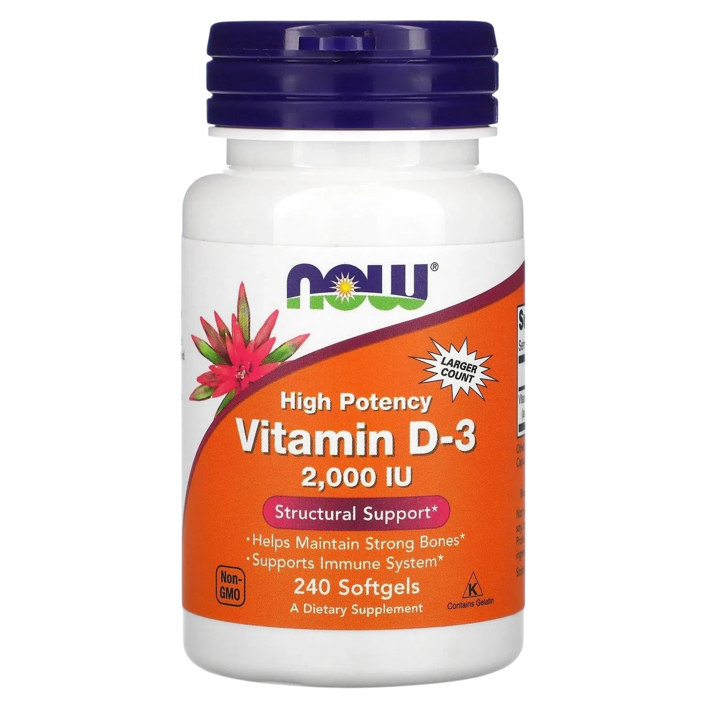 Vitamina D-3 de 2000 UI, 240 Softgels – NOW Foods-Wellu