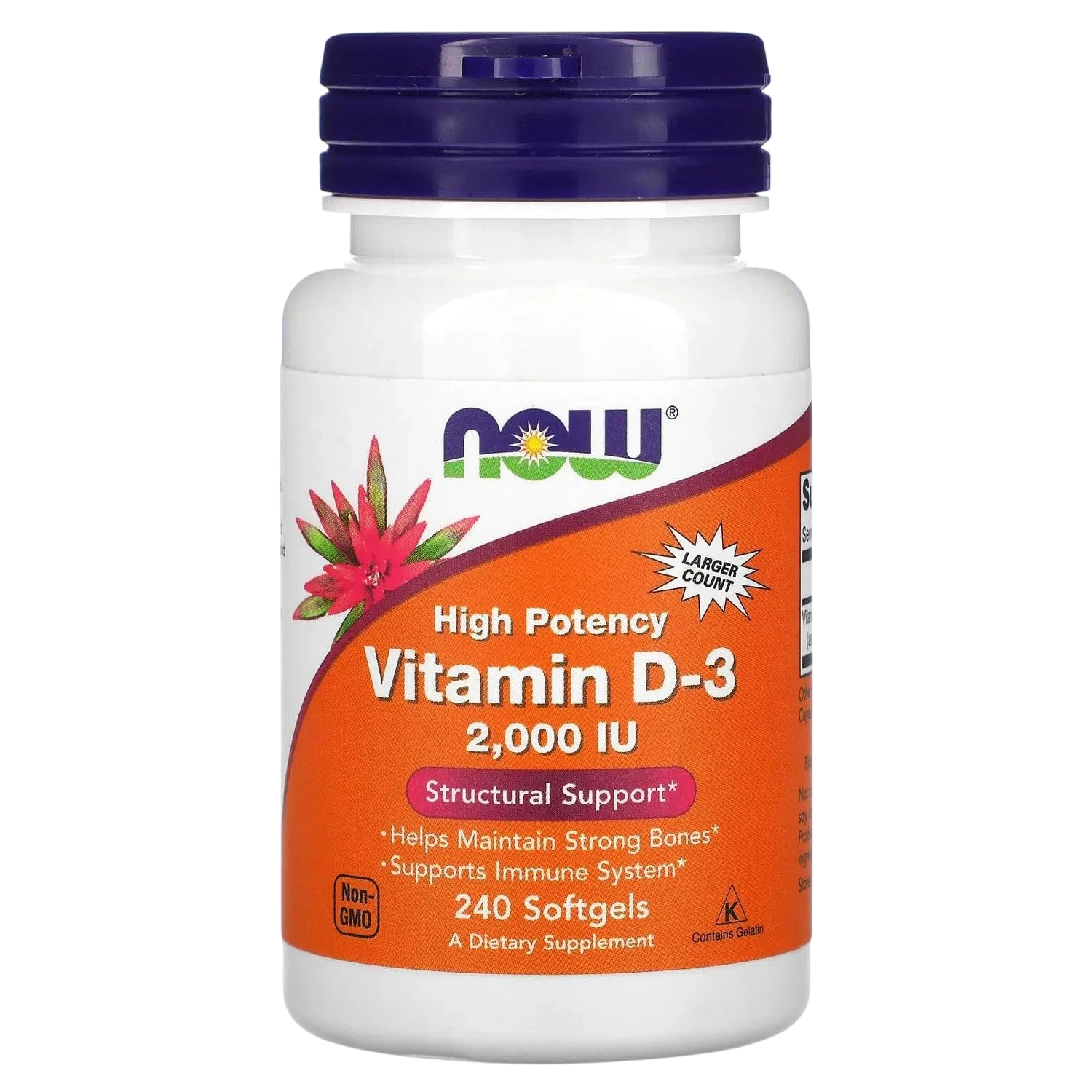 Vitamina D-3 de 2000 UI, 240 Softgels – NOW Foods-Wellu