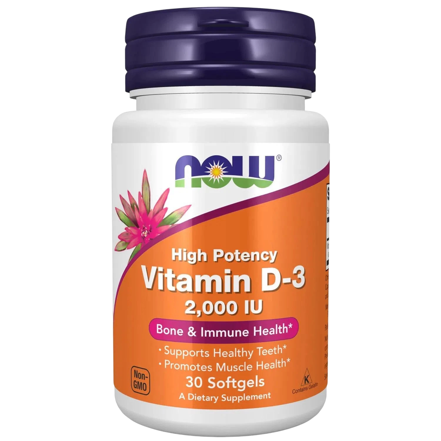 Vitamina D-3 de 2000 UI, 30 Softgels – NOW Foods-Wellu