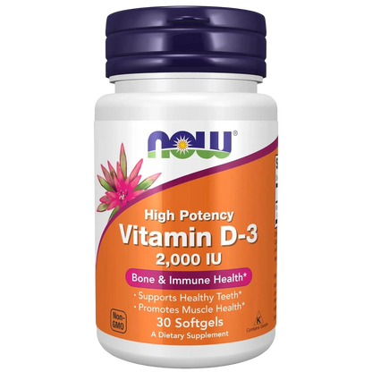 Vitamina D-3 de 2000 UI, 30 Softgels – NOW Foods-Wellu