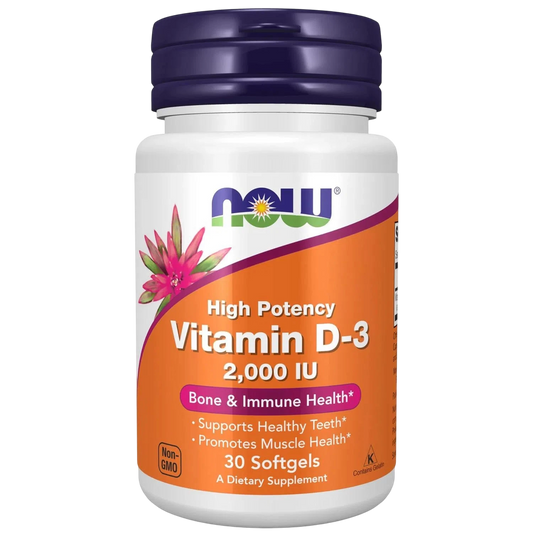 Vitamina D-3 de 2000 UI, 30 Softgels – NOW Foods-Wellu