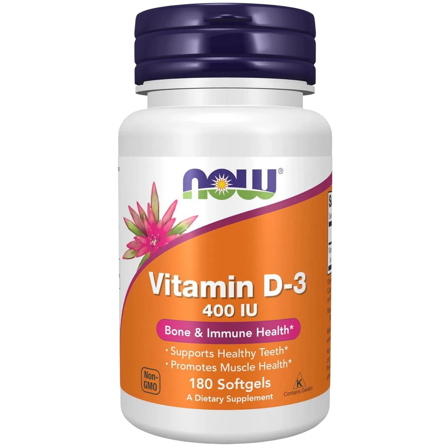 Vitamina D-3 de 400 UI, 180 Softgels – NOW Foods-Wellu