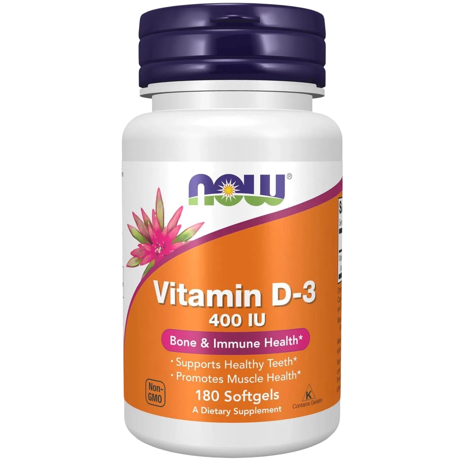 Vitamina D-3 de 400 UI, 180 Softgels – NOW Foods-Wellu