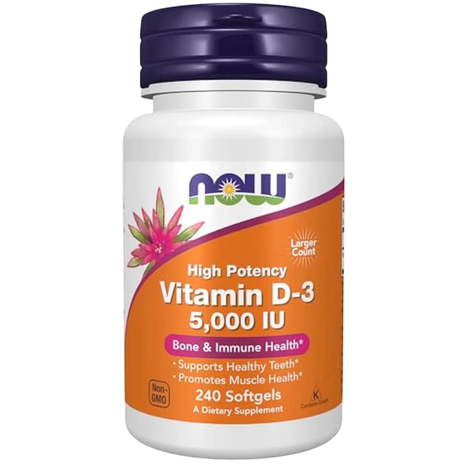 Vitamina D-3 de 5000 UI, 240 Softgels – NOW Foods-Wellu