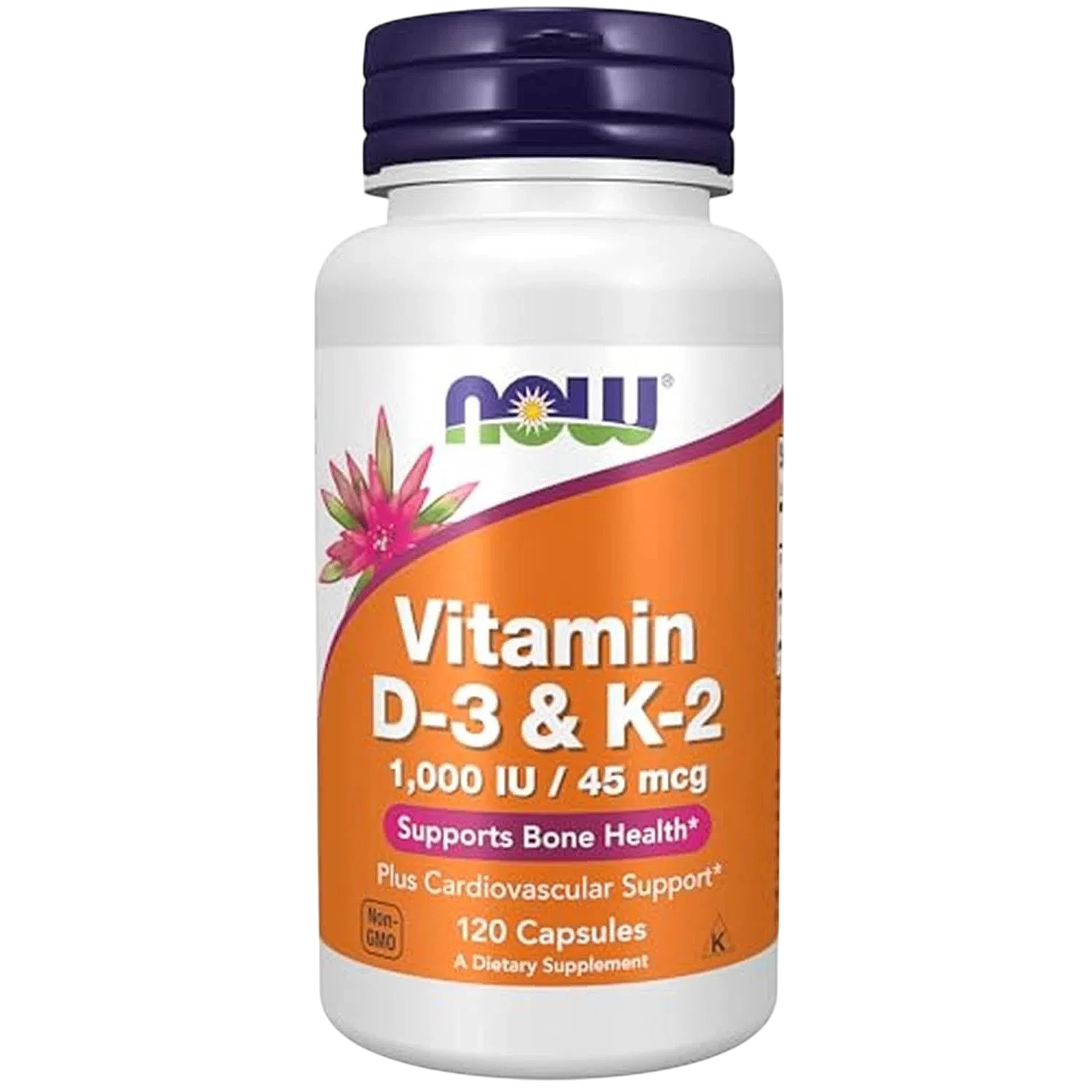 Vitamina D-3 y K-2, 120 Capsules – NOW Foods-Wellu