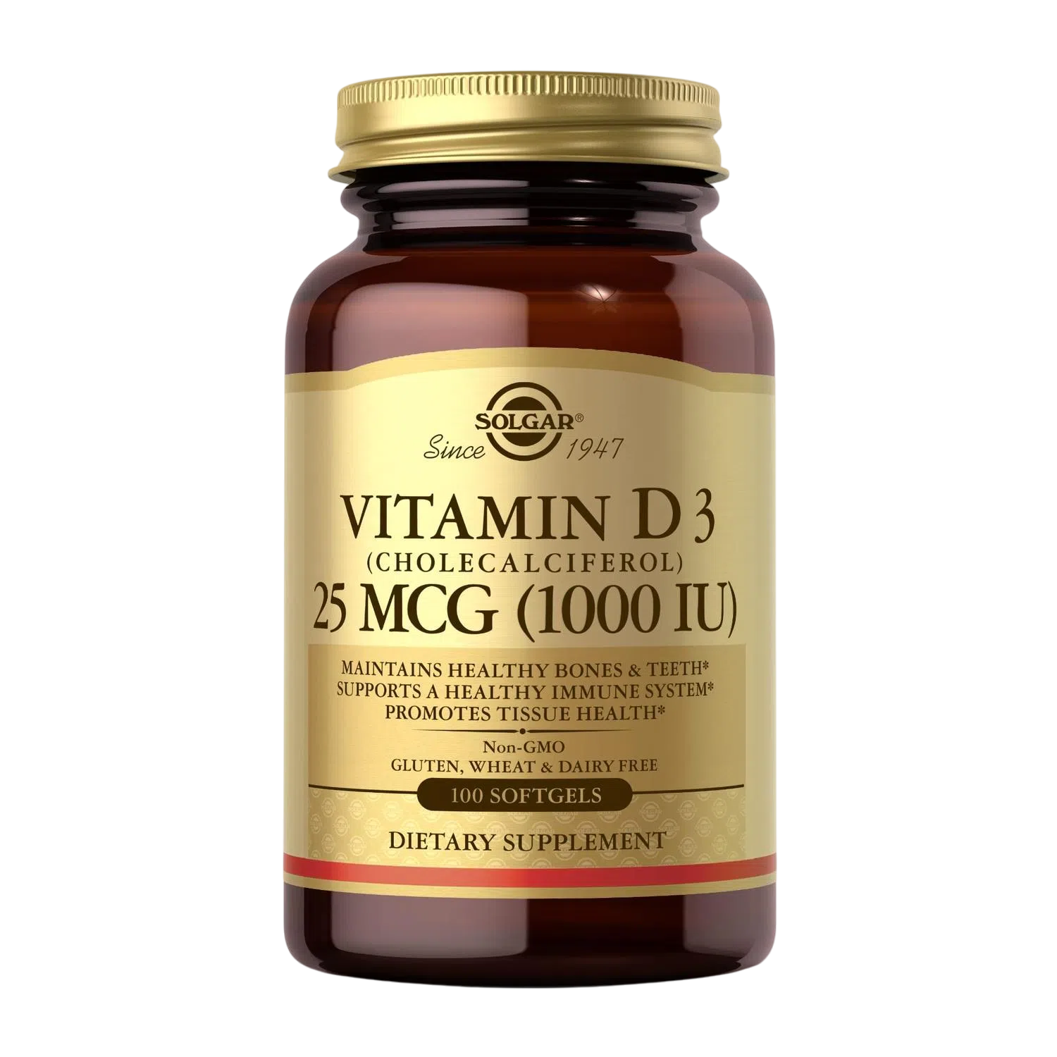 Vitamina D3 (1000 IU), 100 Softgels – Solgar-Wellu