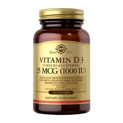 Vitamina D3 (1000 IU), 100 Softgels – Solgar-Wellu