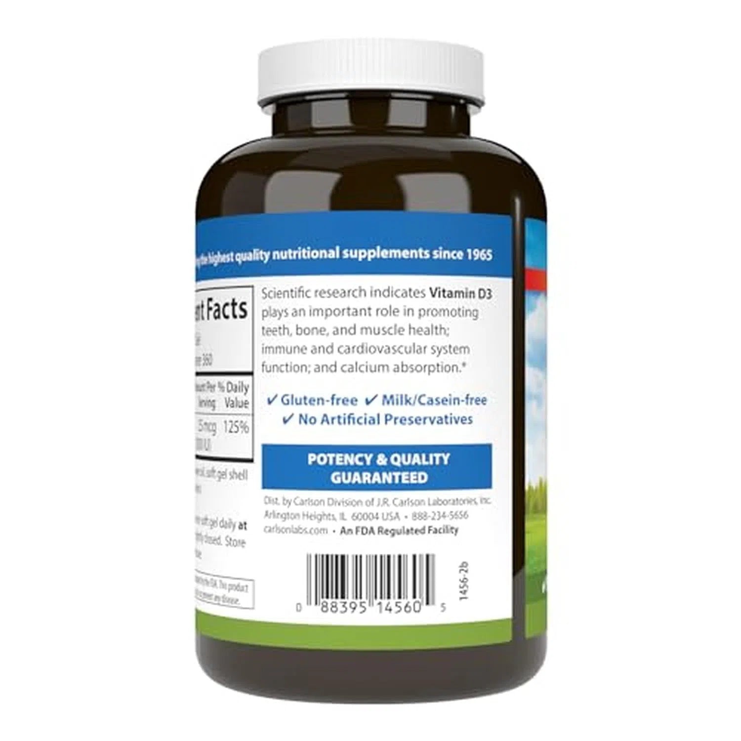 Vitamina D3 1000 IU (25mcg), 360 Softcaps – Carlson Labs-Wellu