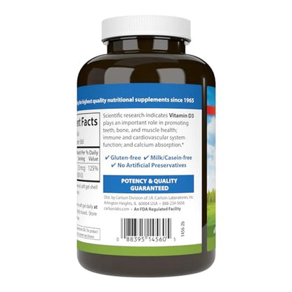 Vitamina D3 1000 IU (25mcg), 360 Softcaps – Carlson Labs-Wellu