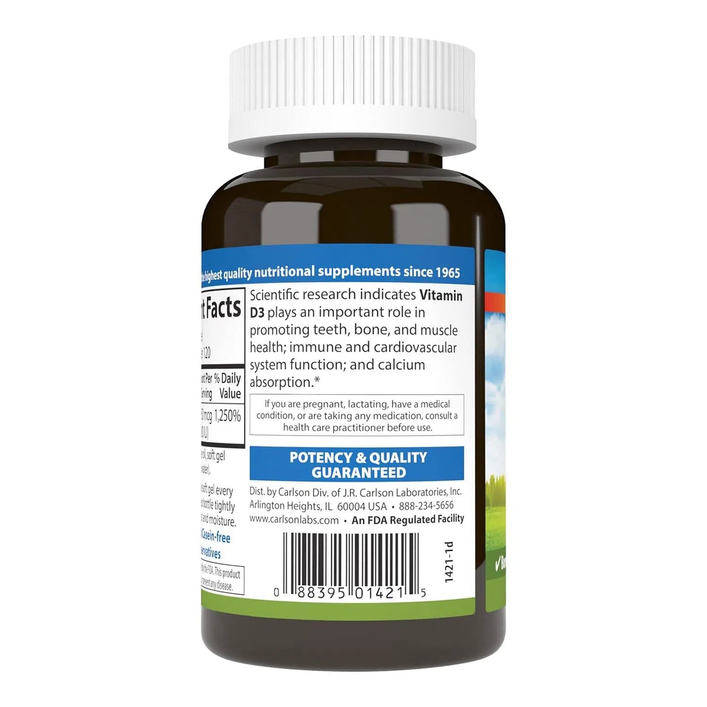 Vitamina D3 10,000 UI, 120 Softcaps – Carlson Labs-Wellu